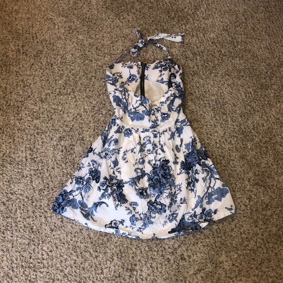 Blue floral halter top dress - Picture 2 of 2
